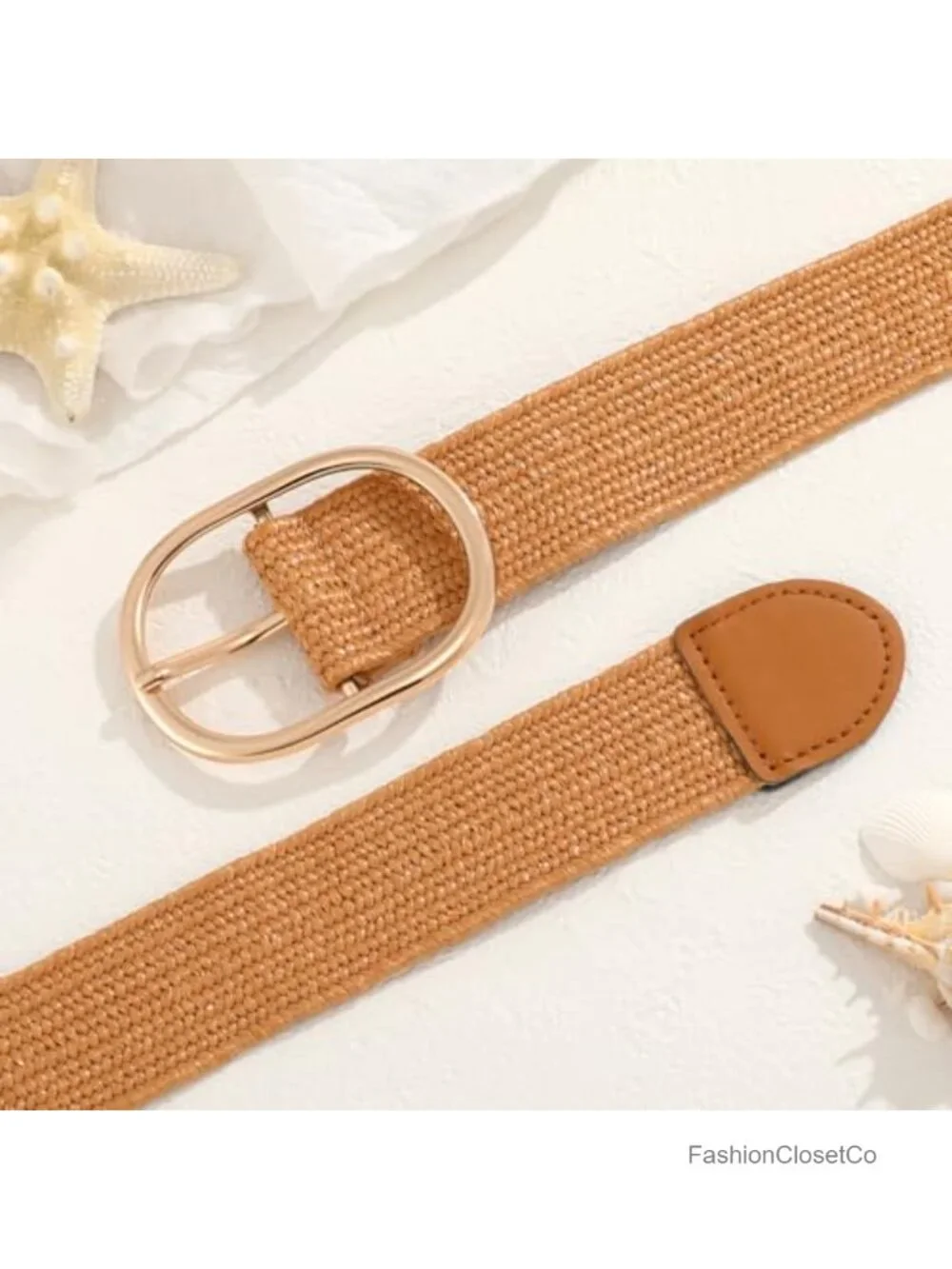 Straw Raffia Stretchy Belt Women Boho Elastic Belt Summer Beach